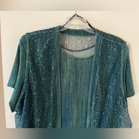 John Robert’s Woman Green Maxi Length Dress with Vest Overlay Size 24W - Picture 14 of 15